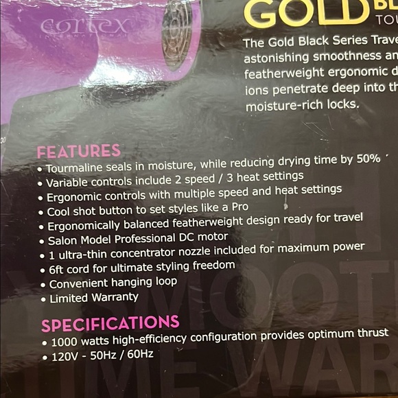 Cortex GOLD Black Series Tourmaline
Blow Dryer Purple - Picture 3 of 4